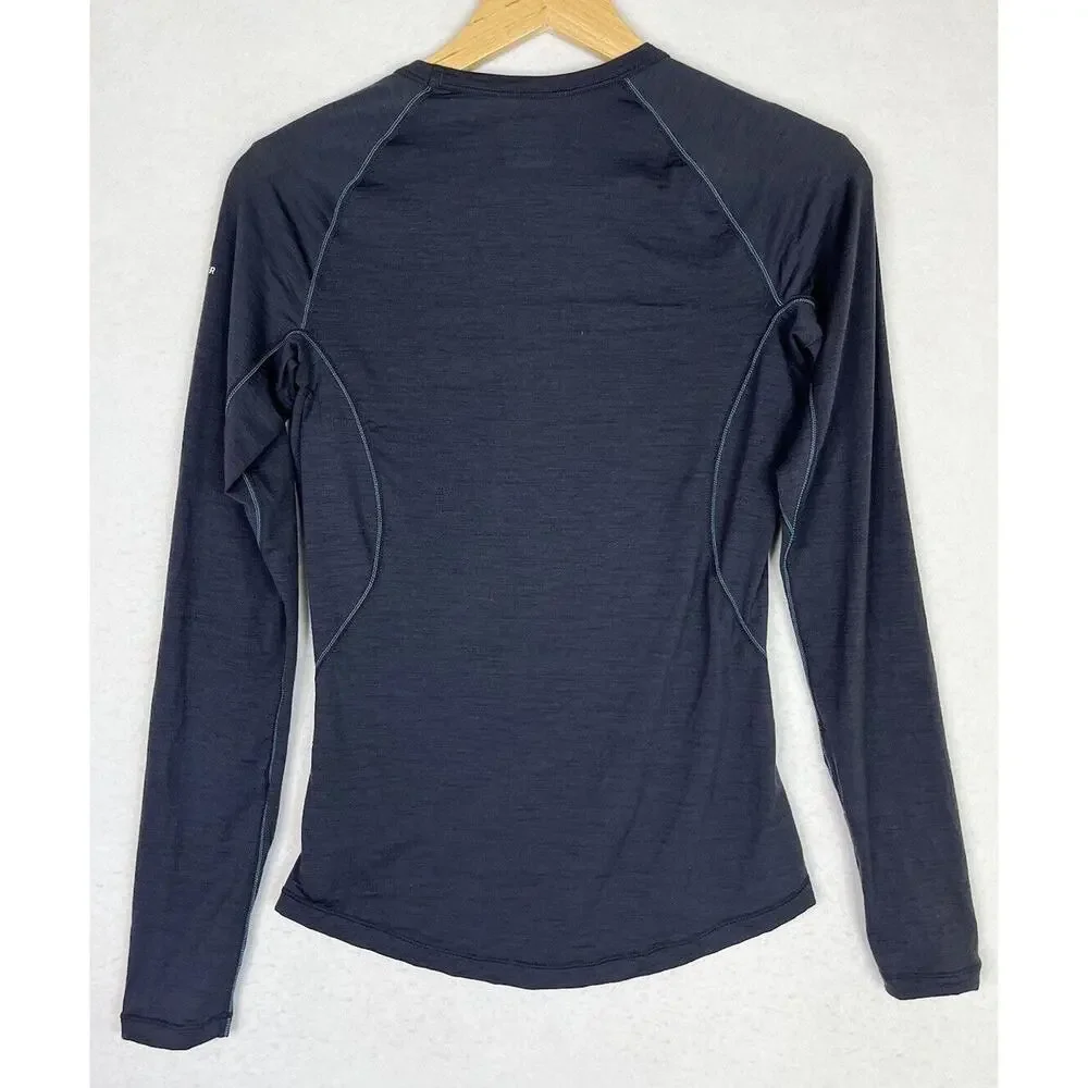 Icebreaker Womens Small 150 Merino Wool Bodyfit L/S Baselayer Shirt Navy Blue - Picture 5 of 7